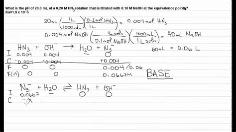 Titration Weak Acid Strong Base Equivalence Point Youtube