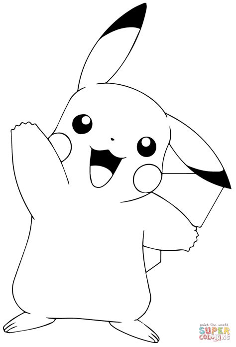 Pokémon Go Pikachu Waving Coloring Page Free Printable Coloring Pages