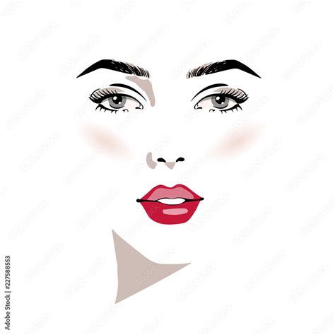 Beautiful Woman Face With Make Up Hand Drawn Vector Illustration