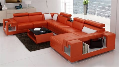 Showing Photos Of Burnt Orange Leather Sectional Sofas View 15 Of 15