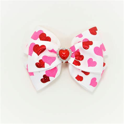 Valentine Day Bow Girls Valentine Day Outfit Toddler Valentine Day Bows Valentine Hair Clips Red ...
