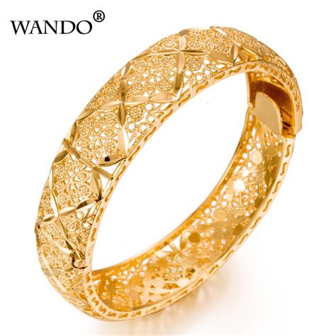 The gold bangles come in different designs for different regions. WANDO Luxury Ethiopian Bangles Women 24k Gold Color Dubai ...