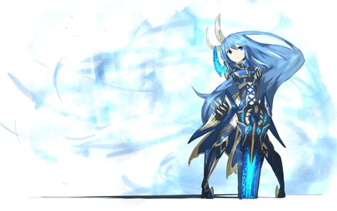 Armor Blue Hair Boots Ganesagi Long Hair Original Sword Weapon