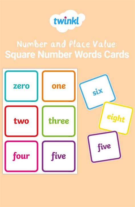 Square Number Words Cards Number Words Flashcards Word Cards