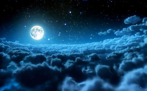 Fantasy Night Moon Clouds Sky Wallpaper Best Hd Wallpapers