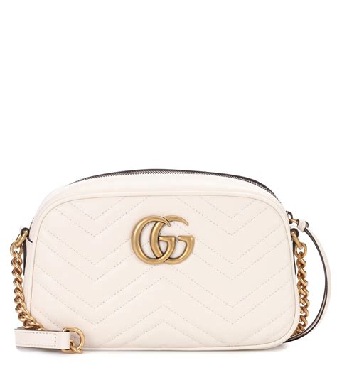 Gucci Gg Marmont Leather Crossbody Bag In White Lyst