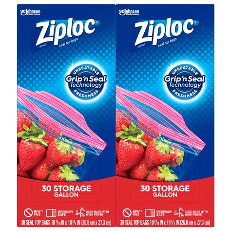 ziploc brand storage gallon bags with power shield technology 30 count pack of 4 120 total