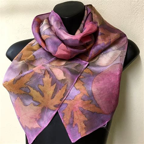Eco Printed And Natural Dyed Silk Scarf Made With Nature Etsy Silk