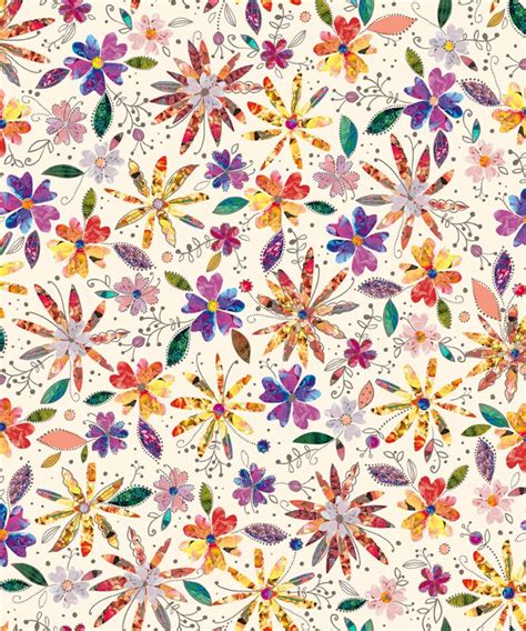 Packed Floral Cotton Fabric Prismatic Blooms Turnowsky Qt Etsy