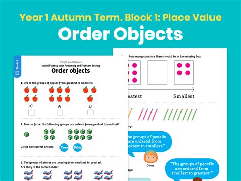 Y1 Autumn Term Block 1 Order Objects Maths Worksheets Teaching