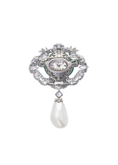 The Ana MarÍa Pearl Natural Pearl Emerald And Diamond Brooch Watch