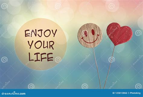 Enjoy Your Life With Heart And Smile Emoji Stock Photo Image Of