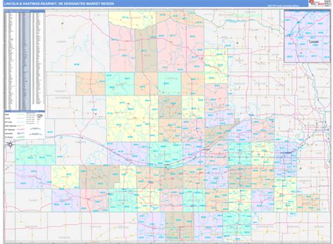 Lincoln And Hastings Kearney Ne Dmr Wall Maps Color Cast Style