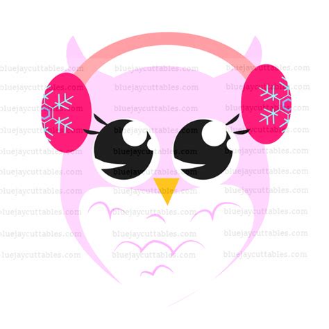 Snow Owl Girl Wearing Earmuffs Christmas Cuttable Svg And Printable Png