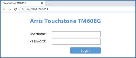 Arris Touchstone Tm608g Default Login Ip Default Username And Password