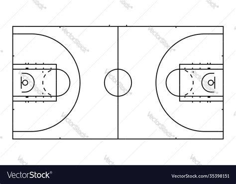Basketball Court Markings Lines Outline Royalty Free Vector