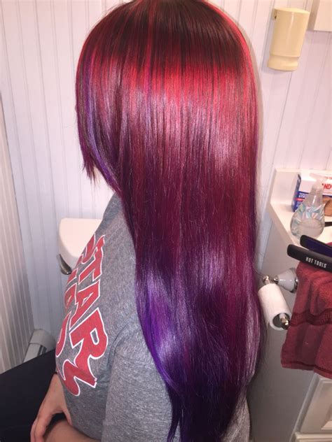 Red To Purple Ombré Hair Curly Hair Women Purple Ombre Hair Red