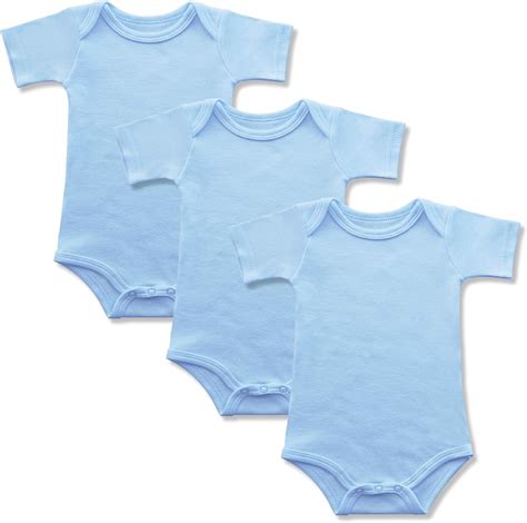 Gleaming Grain 3 Pack Blue Onesies Soft Cotton Newborn Boys Bodysuit