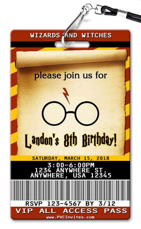Harry Potter Birthday Invitation Pvc Invites Vip Birthday Invitations