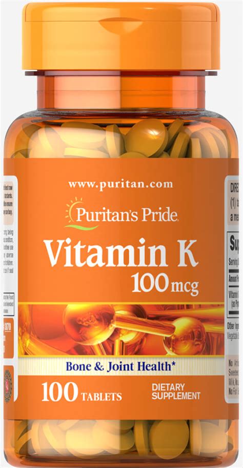 We love amazon's supplement selection, but combing through it can be overwhelming. Puritan's Pride Vitamin K 100 mcg - 100 Tablets ...