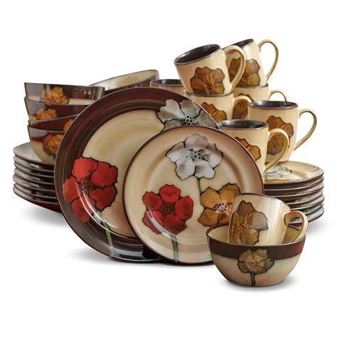 Painted Poppies 32 Piece Dinnerware Set Service For 8 Pfaltzgraff