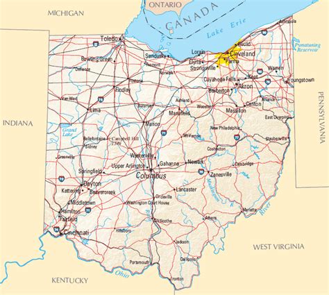 Large Detailed Roads And Highways Map Of Ohio State W