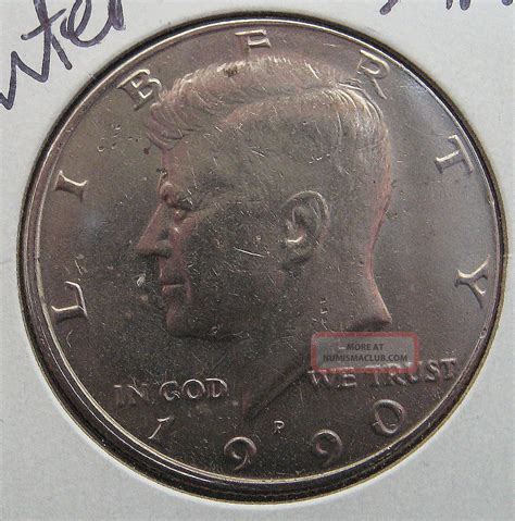 1990 Kennedy Half Dollar Off Center Strike Error Rare Usa 50 Cent Coin