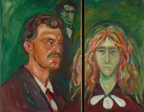 Edvard Munch Self Portrait Against A Green Background And