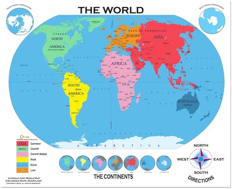 World Map Showing Continents And Oceans