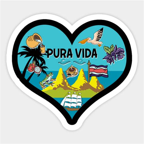Pura Vida Heart Costa Rica Symbols South America T Sticker