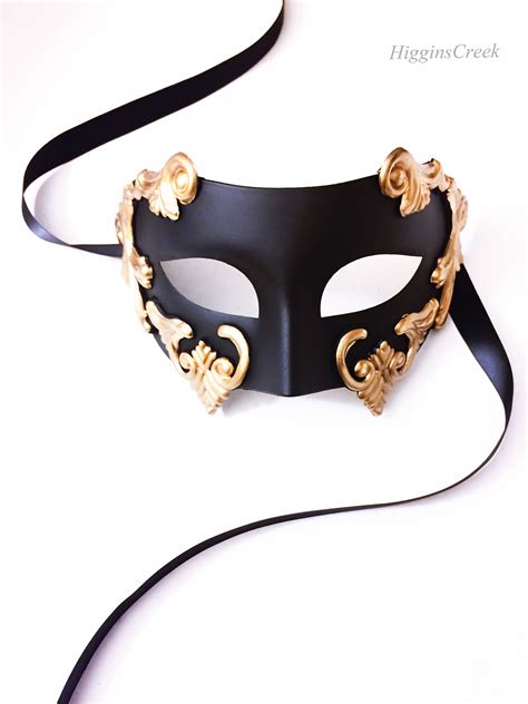 Luxury Masquerade Mask Men Mask Roman Mens Masks With Gold Etsy