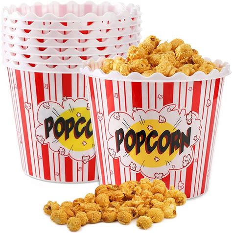 10 Pack Modern Style Plastic Popcorn Containers For Movie Night