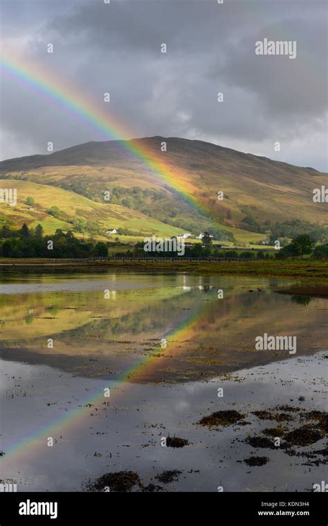 Rainbow Over Loch Laich Appin Scotland Stock Photo Alamy