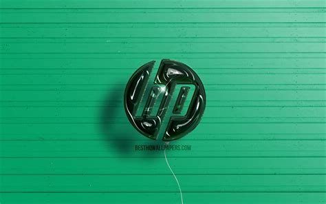 Download Wallpapers Hewlett Packard Hp 3d Logo 4k Dark Green