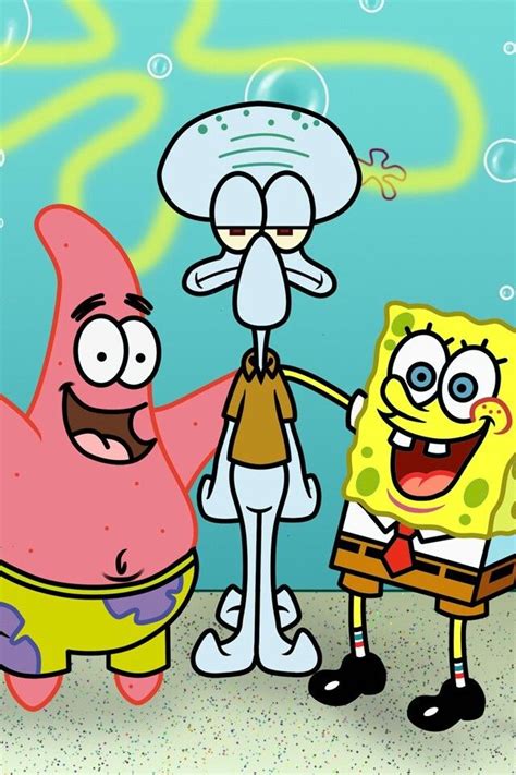 Spongebob looks up and sees that squidward is playing his clarinet, so he decides to finish building the stand quickly. Patrick,Squidward & SpongeBob | Spongebob friends ...