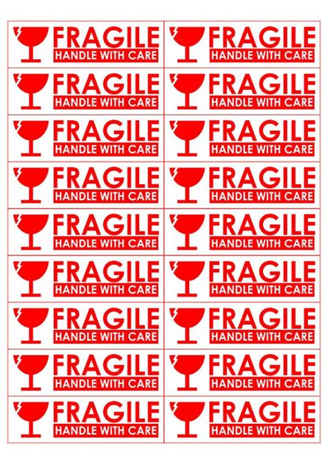 For addressing, identification, filing and inscription. Printable Fragile Labels - FREE DOWNLOAD - Aashe