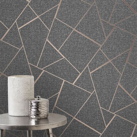 Fine Decor Quartz Fractal Wallpaper Geometric Glitter