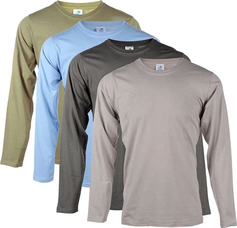 4 Pack Mens Plain 100 Cotton Blank Basic Blu Cherry Long Sleeve T