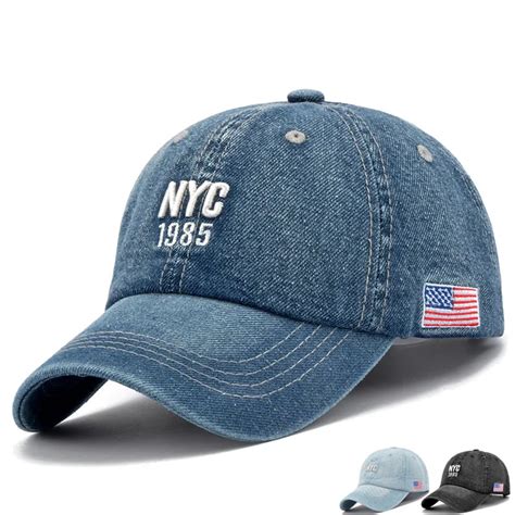 New 2017 Summer Mens Hat And Cap Nyc Letter Denim Wash Sports Caps Unisex