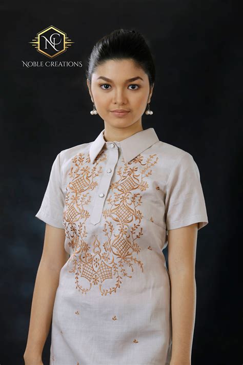 Modern Filipiniana Dress Linen Barong Tagalog Philippine National