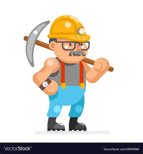 Miner Collier Man Pitman Character Cartoon Mine Vector Image