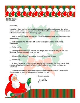 Funny dear santa letters from adults. This funny letter from Santa Claus, for adults or older ...