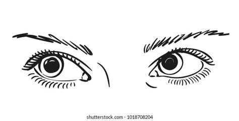 Sketch Beautiful Eyes Looking Right Vector Stock Vector Royalty Free