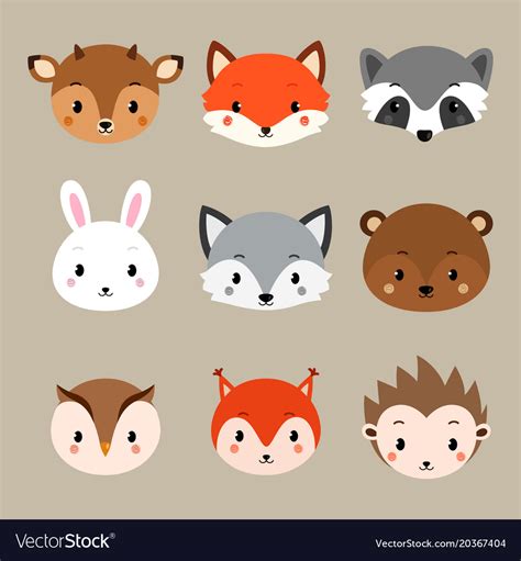 Cute Woodland Animals Collection Royalty Free Vector Image