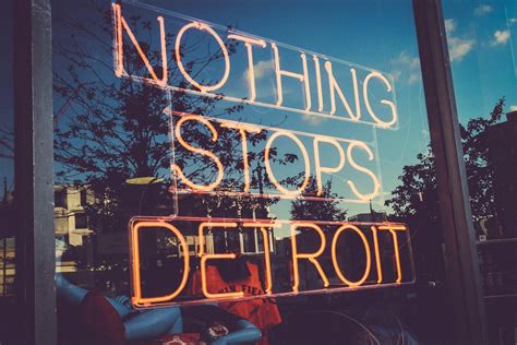 Download Detroit Nothing Stops Neon Sign Wallpaper