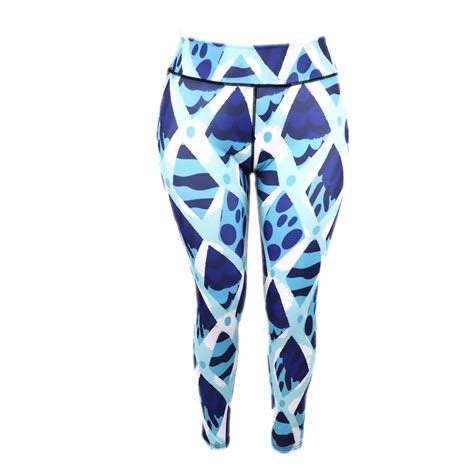 abstract blue geometric leggings yancheng leggings factory