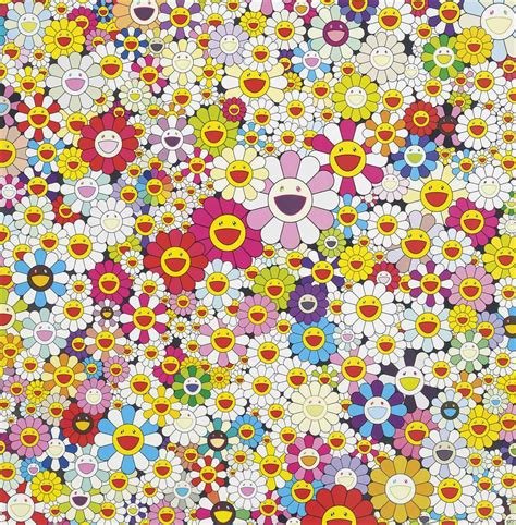 Murakami's flower plushes are known for being colorful, so to start off our top 5 we're going with something a bit different. Takashi Murakami (b. 1962) , Flowers in Heaven | Christie's