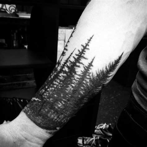 70 Pine Tree Tattoo Ideas For Men Wood In The Wilderness Tree