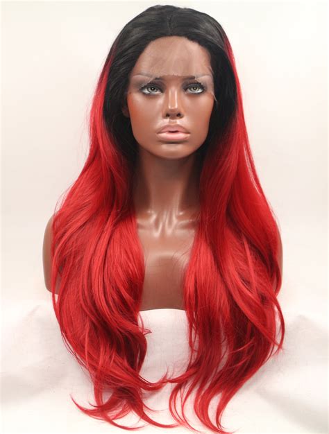 Lace Front Colorful Wigs Layered Ombre2 Tone 28 Wavy Long Lace Front