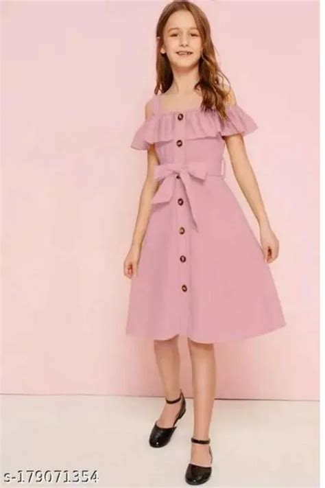 Buy Manaitri Barbie Girls Midiknee Length Party Dress Pink Fashion Sleeve Online At Best